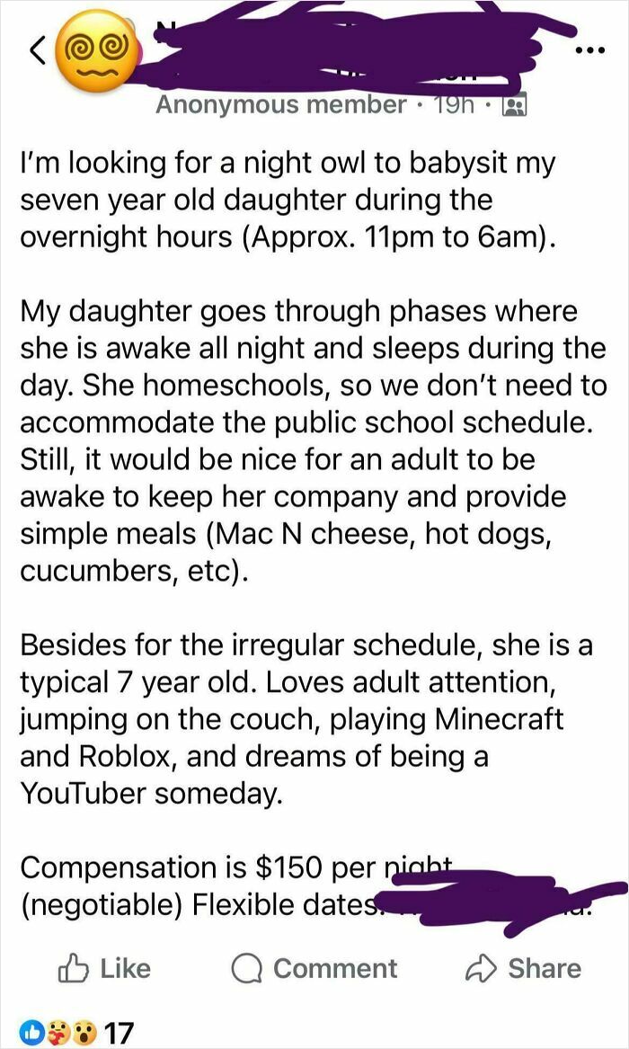 Overnight Babysitter Wanted for 7-Year-Old Night Owl