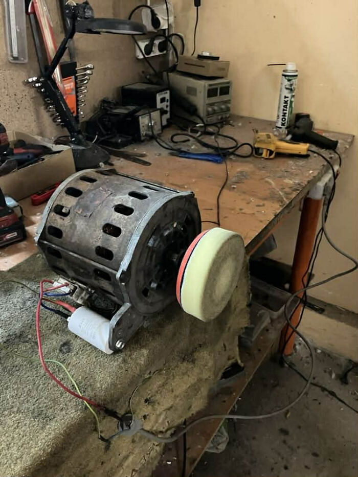 Washing Machine Engine Gets Polishing Attachment From Uncle