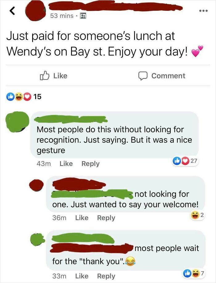 Humblebrag Level: Paying For Someone’s Burger