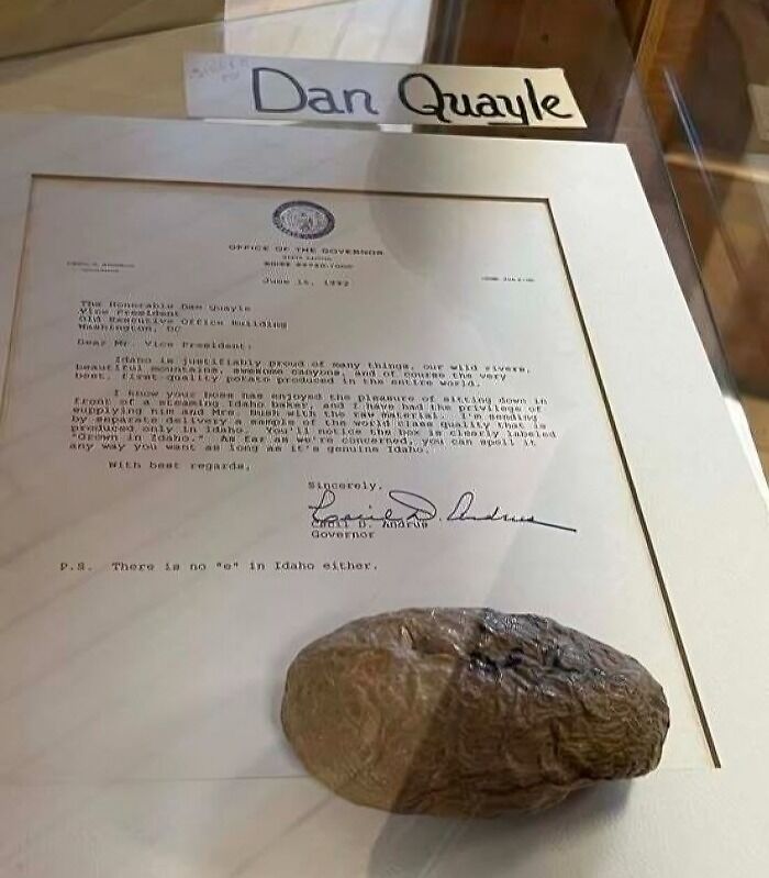 Idaho Potato Museum’s Star: The Potato Signed By Dan Quayle