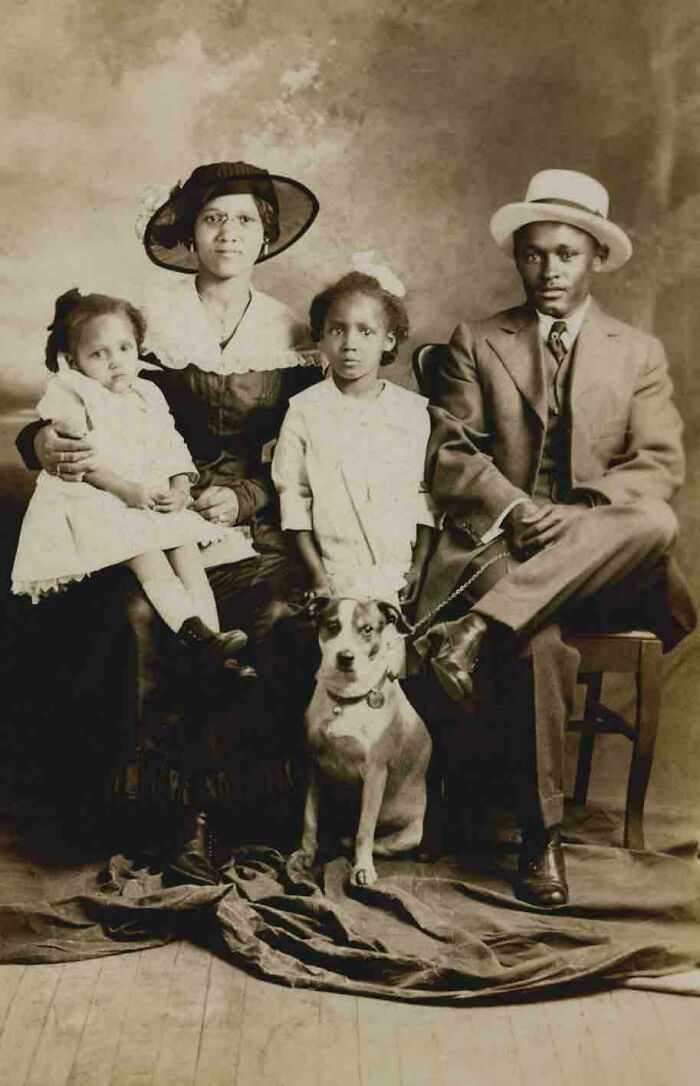 Family & Their Dog Show Off for the Camera, 1900s