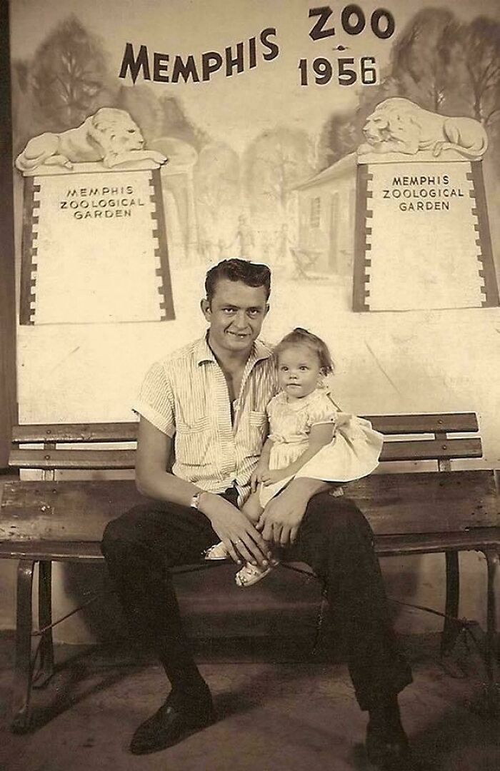 Young Johnny Cash and Daughter Rosanne at the Zoo, Circa 1956
