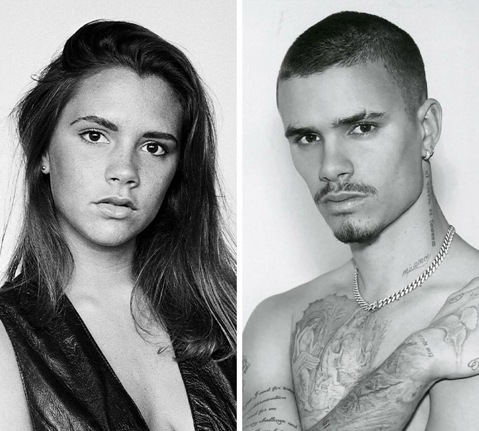 Victoria and Romeo Beckham