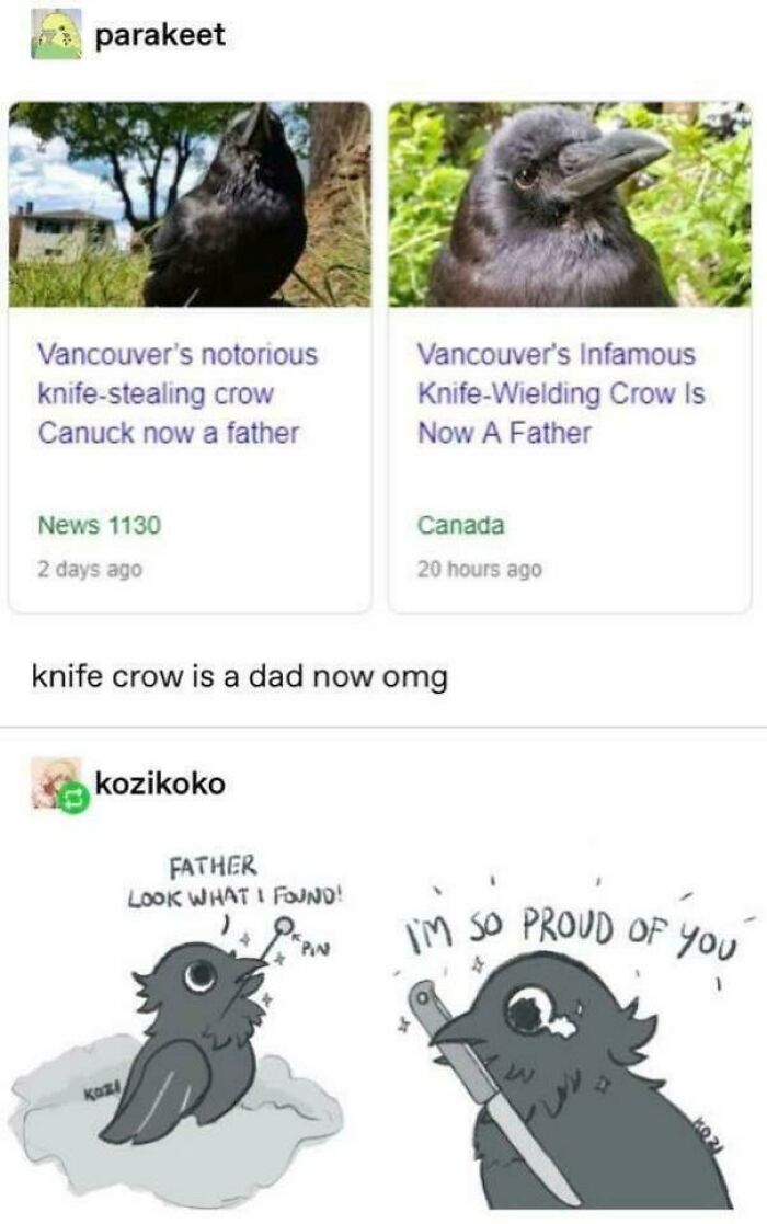 Crow With A Knife? Uh-Oh!