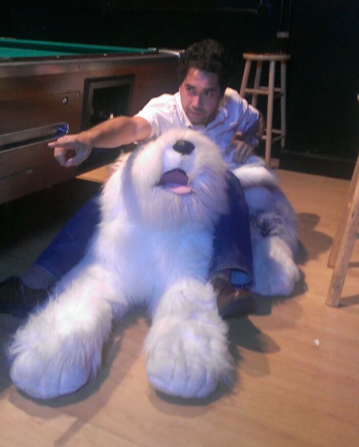 Found A Giant Stuffed Dog At A Bar And Obviously Had To Strike A Neverending Story Pose
