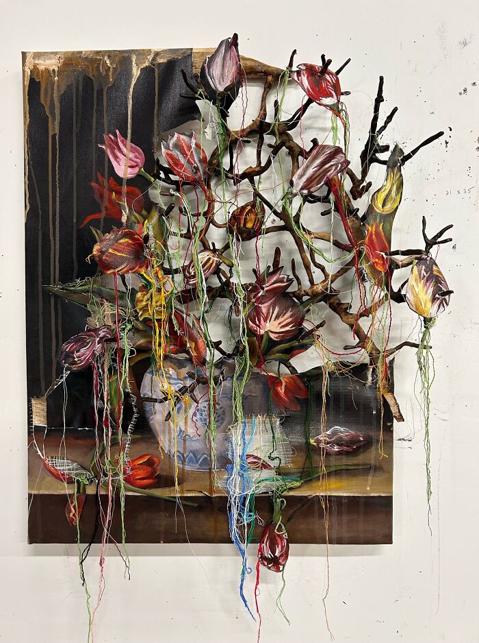 Tulips In Vase With Branches: Flower Power