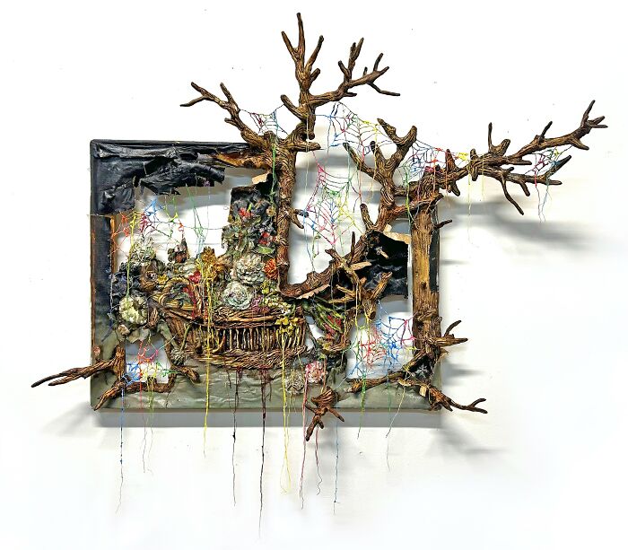 Basket Of Flowers With Branches And Spiderwebs (Unravel): Pretty Creepy