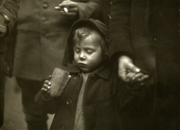 World War I Kid Gets A Bread Handout, 1918