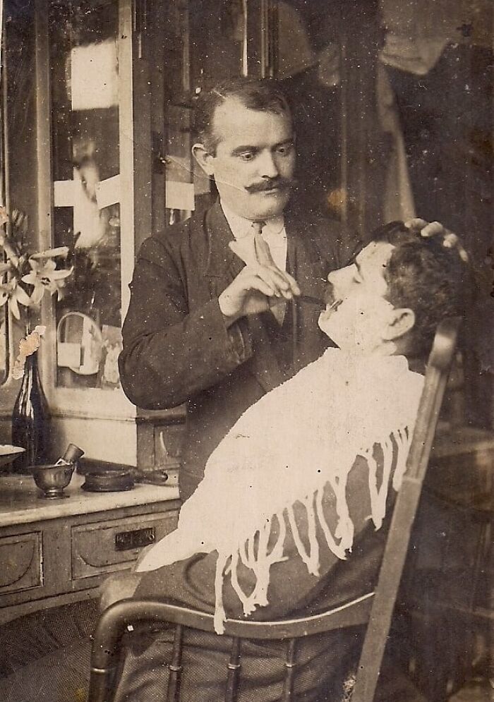 Greek Barber Doing His Thing in the 1920s