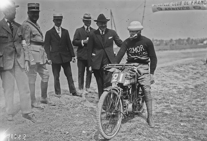 Moto Racers Getting Set, France 1922