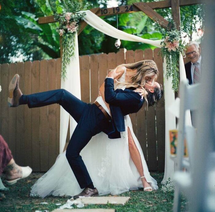 I Let My Wife Do The Classic Wedding Dip Kiss—Best Surprise Ever