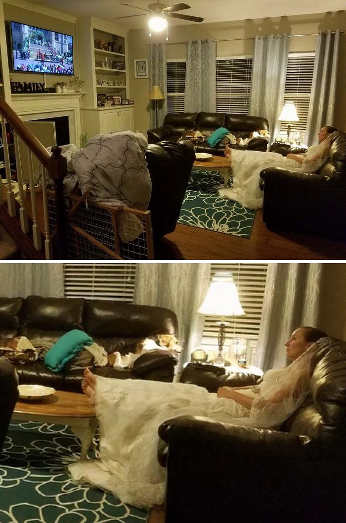 Caught My Wife In Her Wedding Dress... Watching The Royal Wedding!