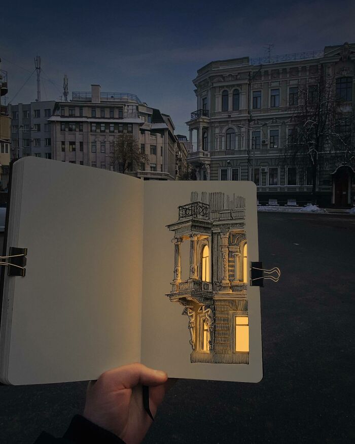 Architectural Sketches With a Golden Glow