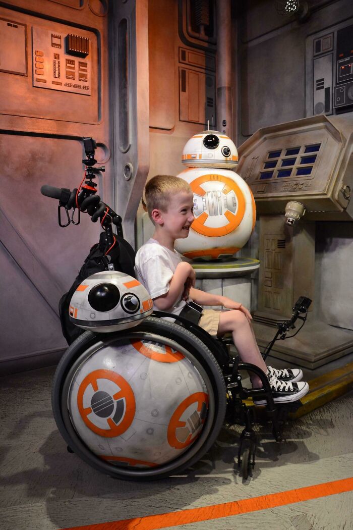 Turned My Son’s Wheelchair Into a BB-8 Droid and Took Him to Meet the Real BB-8