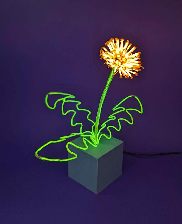 Lit Up a Neon Dandelion With Filament LEDs Because Why Not?