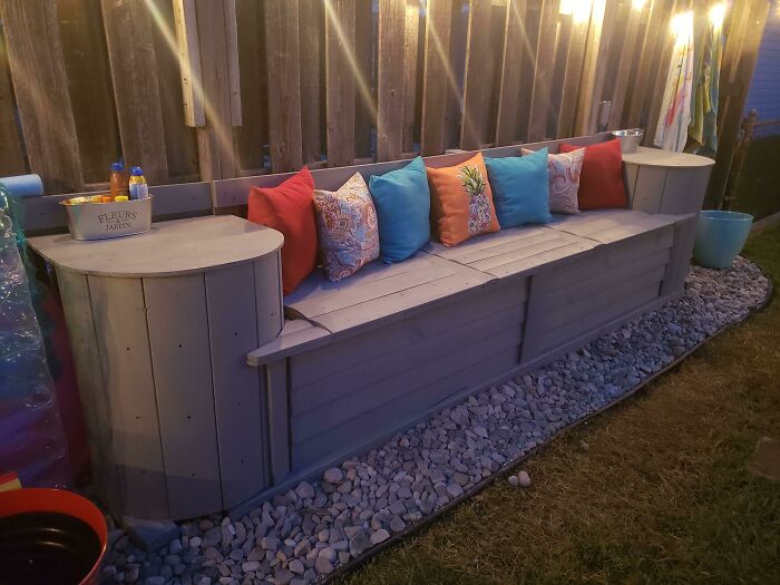 Built a Poolside Bench With Storage and Charger Sockets—Ultimate Chill Zone