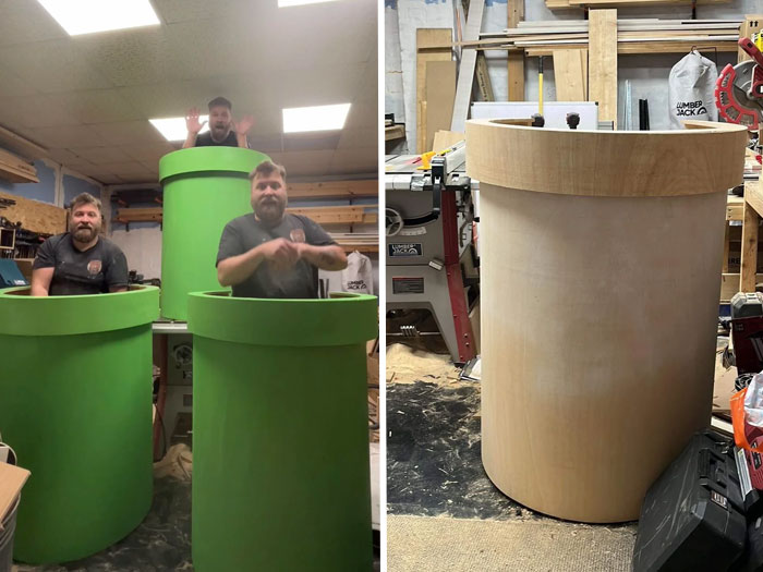 Made Life-Sized Mario Warp Pipes for a Local Cinema Promo—Super Fun!