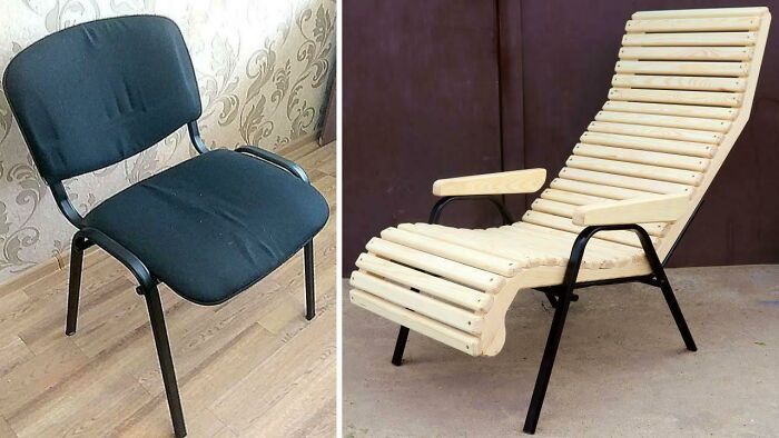 Converted an Old Office Chair Into a Cool Outdoor Lounge Chair