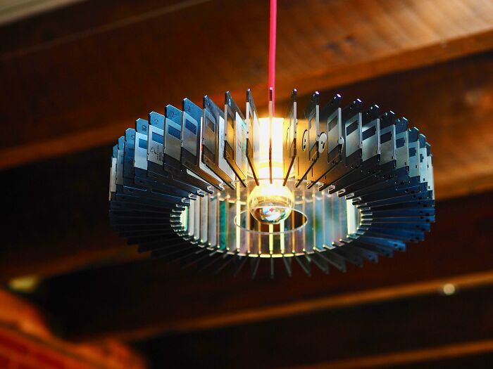 Made a Floppy Disk Chandelier That’s Retro Cool AF