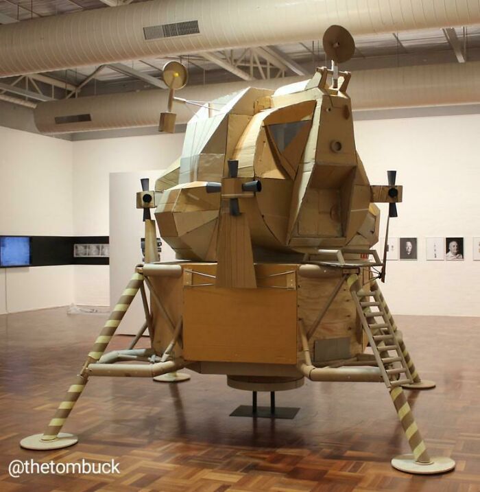 Built a 1:2 Scale Lunar Eagle Module Model From Cardboard and Plywood