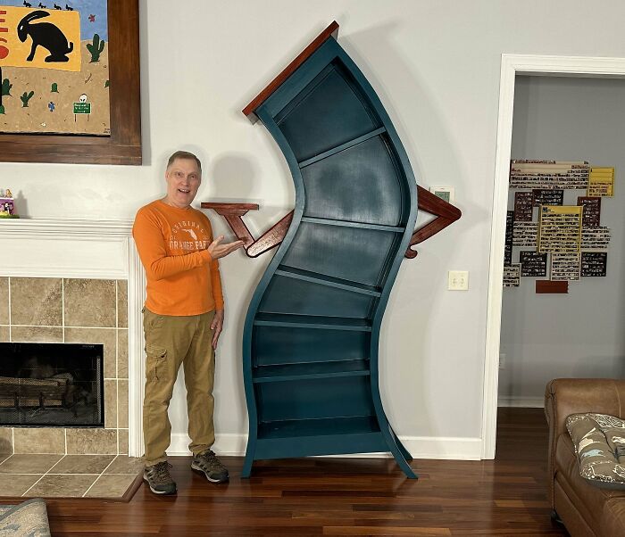 Built an 8-Foot Tall Whimsical Bookcase That My Wife Absolutely Loves