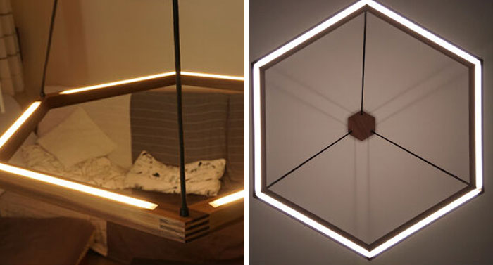 Made a Hexagonal Living Room Lamp With Controllable Up & Down Lighting
