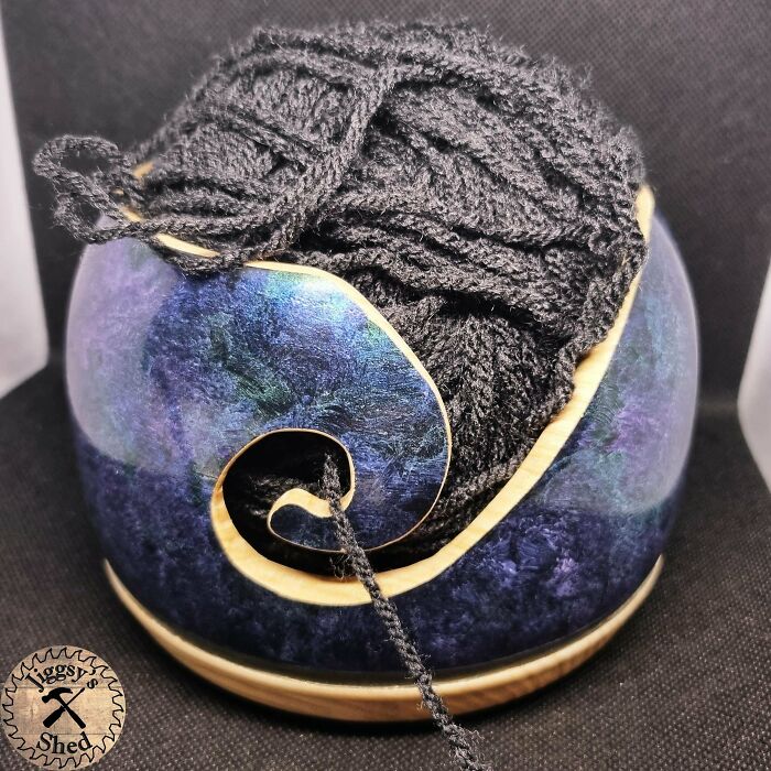 Made an Ash Wood Yarn Bowl for My Wife Because Yarn Has to Stay Tidy