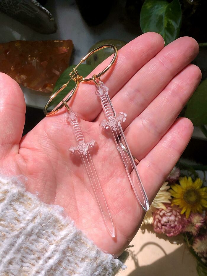 Made Sword Earrings Out of Clear Acrylic—Because Why Not Make Your Jewelry Awesome?