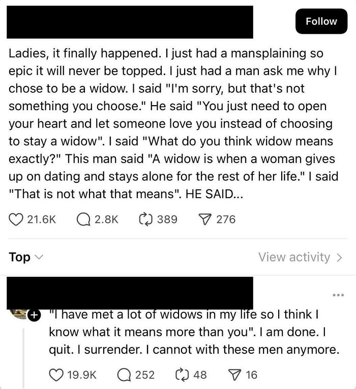 Widow ≠ Spinster: Who Knew?