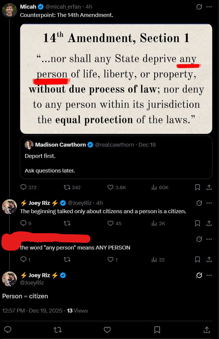 Fourteenth Amendment Misunderstood Big Time.