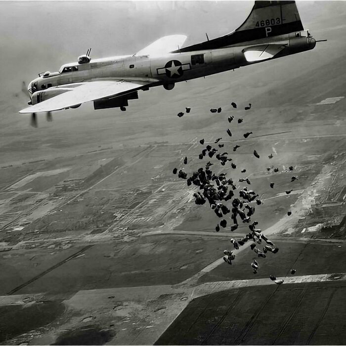 Operation Chowhound: B-17 Drops Food For Starving Dutch, May 1945