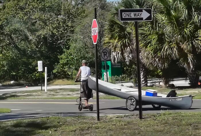 Only In Florida: Canoe On Wheels & Electric Scooter = Epic Fun