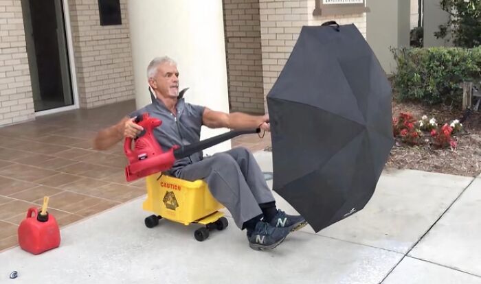 Florida Man Builds Leaf Blower Vehicle. Don’t Ask How.