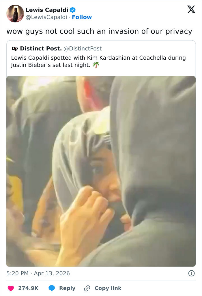 Lewis Capaldi Jokes About Dating Kim Kardashian (Not Really)