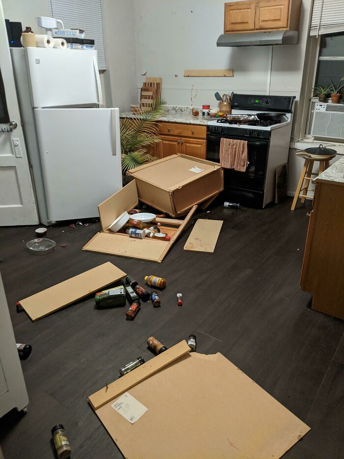 Cabinet Fell, Took My Handmade Dishes and Food Down with It