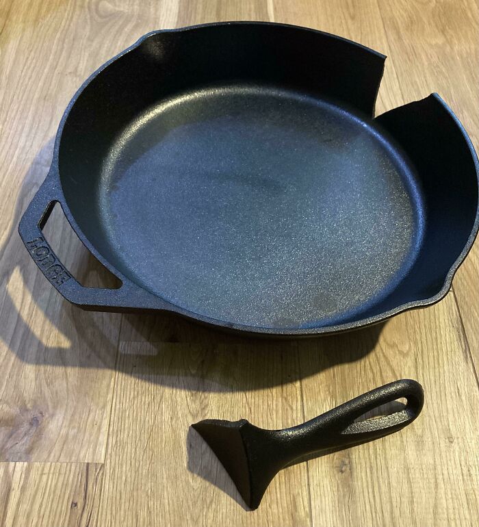 Brand-New Cast-Iron Skillet Handle Decided to Quit Early