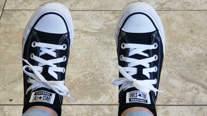 One Sneaky Converse Tag Went Upside Down