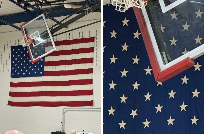 Flag in Gym with Star That’s Almost Doing a Flipside