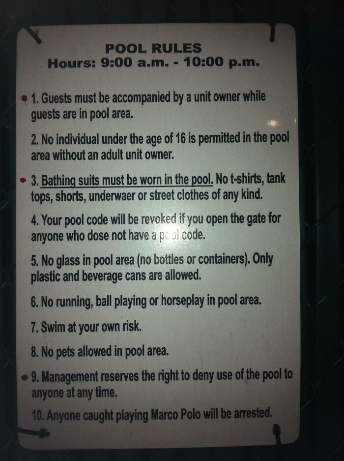 Pool Rule #10: Seriously?