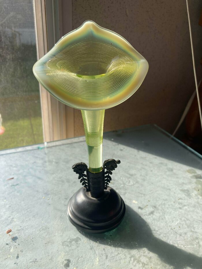 Found A Vintage Glowing Uranium Glass Epergne. Worth About $125