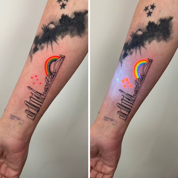 Tattoos That Hide Cool Secrets Until The Lights Go Out