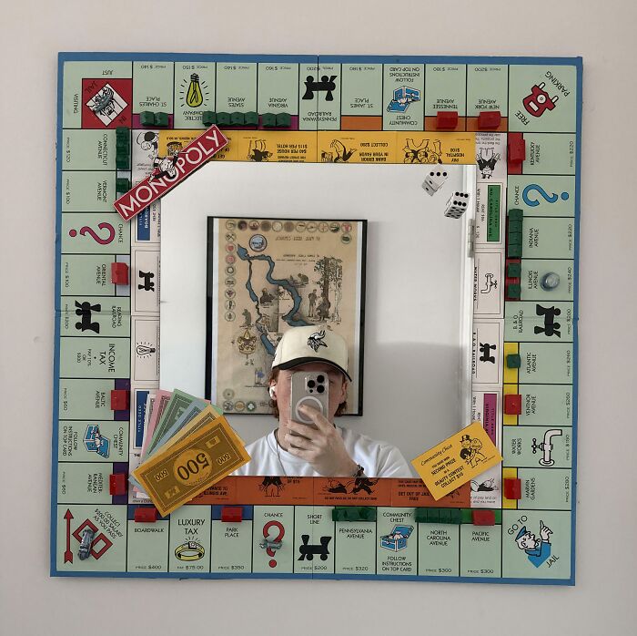 Made A Mirror Out Of An Old Monopoly Board (Game Over, Handsome!)