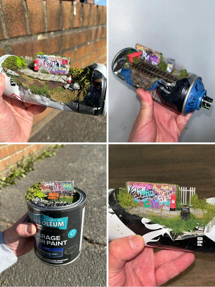 Recycled Paint Cans Turned Into Street Scenes