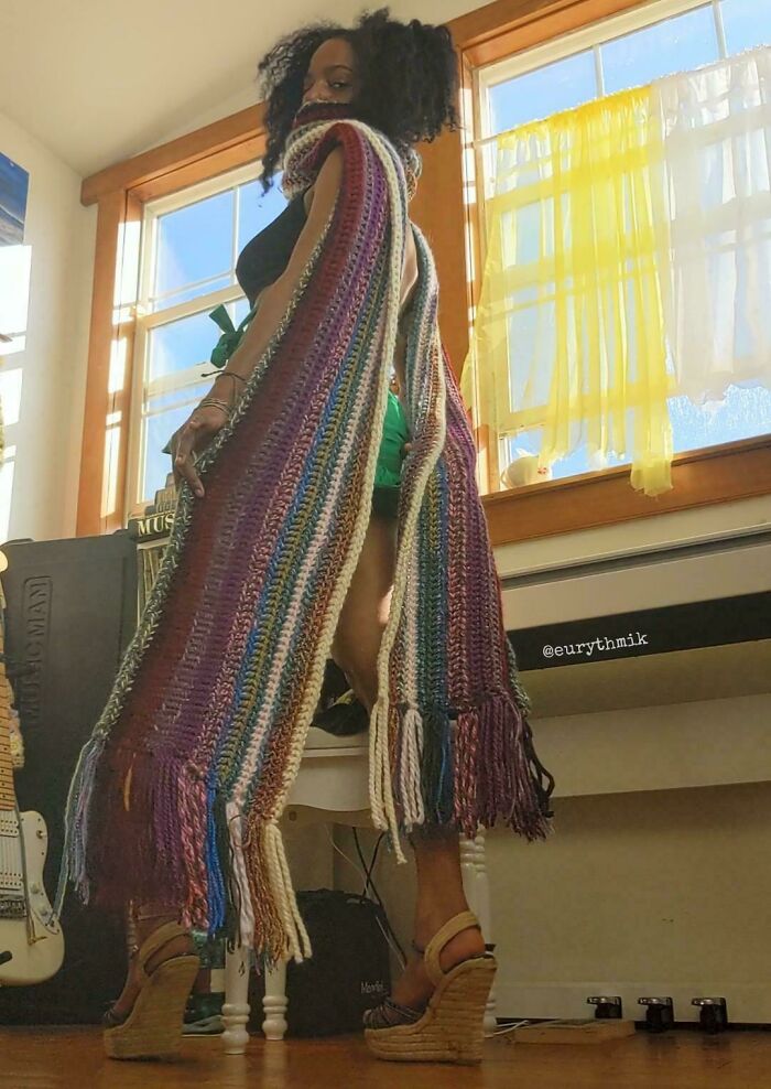My Giant 10ft Scarf Made From Leftover Yarn Scrap