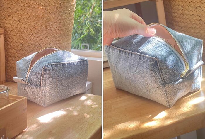 Upcycled Makeup Pouch Made From Old Jeans