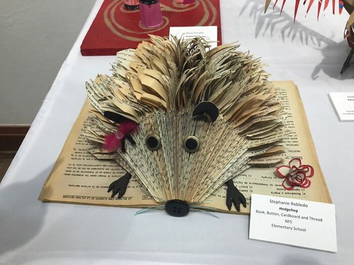 Stephanie’s Hedgehog Made Out Of A Thrown Away Book (Respect!)