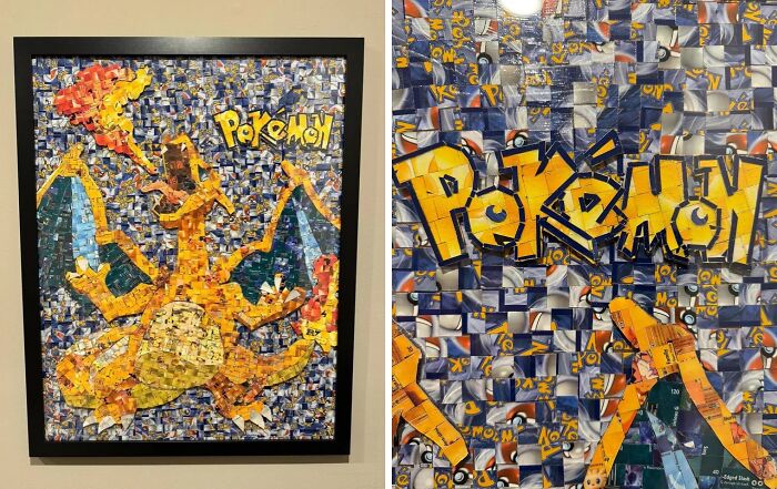 Charizard Wall Art Made From 100% Recycled Pokémon Cards