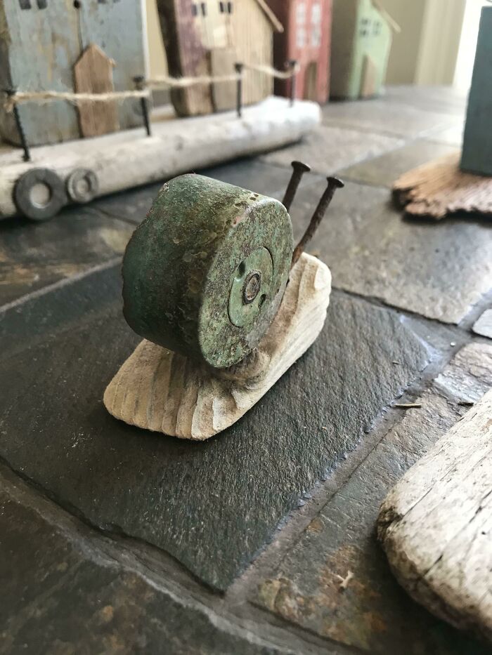 Snail Sculpture Made From Beach Trash