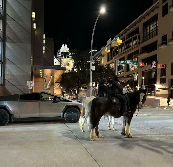 Old-School vs. New-School Transport: Walked By This Wild Pair in Austin