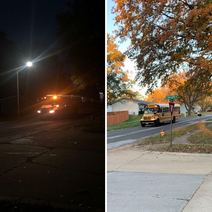 Bus Stop Glow-Up: The Daylight Savings Effect (Before and After)